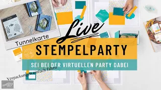 Live Stempelparty - Tunnelkarte mit den Stanzformen Diorama und dem PP "Seascape"