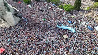 DRONE MONUMENTO A LA BANDERA ARGENTINA CAMPEON QUATAR 2022 - ROSARIO  -  - FESTEJOS - MESSI - COPA