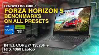 Lenovo LOQ 15IRH8 Forza Horizon 5 Benchmark | i7 13620H + RTX 4060 Laptop