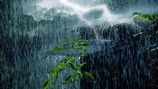 Stormy Night to Sleep Instantly | Terrible Rainstorm & Powerful Thunder on Tin Tent | White Noise