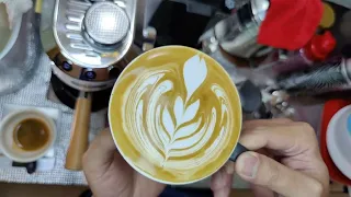 Day 3: Latte art practice, Delonghi Dedica EC685