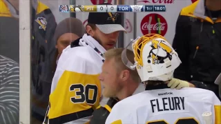 Marc-Andre Fleury takes skate to the neck 12/17/2016