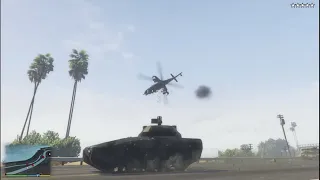 Gta 5 Stealing the Khanjali Tank Rampage 5 star wanted level Escape