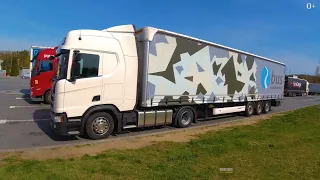 Poland National routes POV driving by new Scania R 450