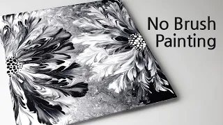 (481) Black & White flowers | Shower ball & Wrap | Fluid Acrylic for beginners | Designer Gemma77