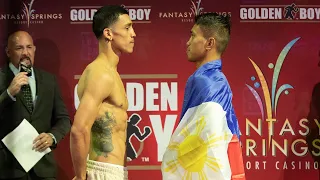 Joel Diaz Jr vs Mercito Gesta weigh-in & faceoff in Indio, CA | @GoldenBoyBoxing