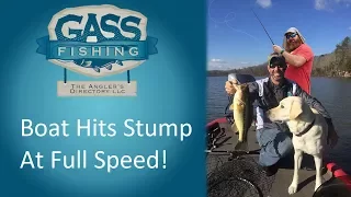 Bass Boat Hits Stump at Full Speed