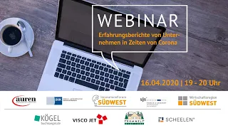 WEBINAR Erfahrungsberichte von Unternehmen in Zeiten von Corona