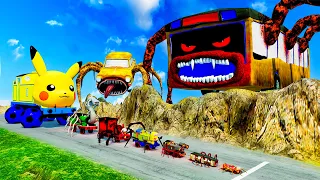 ALL MONSTERS Big & Small Cars vs Downhill Madness with CAR EATER & BUS EATER | BeamNG.Drive