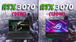 RTX 3070 95W vs RTX 3070 130W laptop | Test in 10 Games