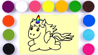 Sand painting unicorn for kids and toddlers