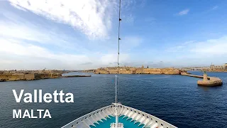 Valletta Malta - arrival to port with a cruise ship time lapse - ship´s manoeuvre | ship crew life