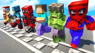 MINECRAFT RUNNING CHALLENGE | ALL SUPERHEROES Running  Competition Challenge#9 (Funny Contest)