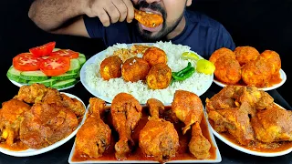 VERY SPICY CHICKEN LEG & THIGH PIECE CURRY ( চিকেন কারি ), EGG CURRY, RICE MUKBANG SHOW| #LiveToEATT