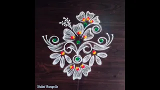 easy freehand rangoli design | beautiful flower muggulu | #shitalrangolis #muggulu #rangolidesigns