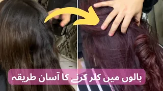 How to do Red Violet Hair Colour  without Bleach / How to Apply Hair Color/ How to Apply Hair Colour