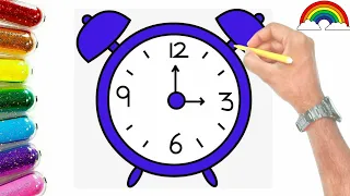 How to draw an alarm clock | Kids painting | Easy drawing | Step by step | coloring| Easy Art