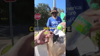 HELPING A HOMELESS MAN WITH FOOD AND MONEY