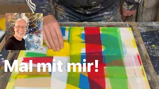 Ein abstraktes Rakelbild; Acrylic -  abstract- Inspiriert von Gerhard Richter - DIY