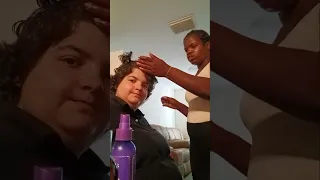 my sister doing my hair part 2