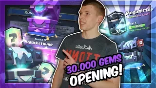 30.000 GEMS OPENING! | ROAD TO FULL MAXED ACCOUNT TEIL 1/3! | Clash Royale Deutsch