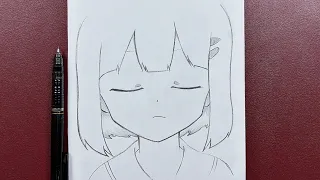 رسم سهل | تعلم رسم بنت انمي كيوت خطوة بخطوة