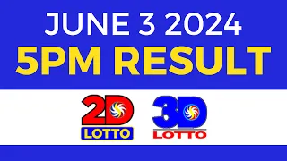 5pm Lotto Result Today June 3 2024 | PCSO Swertres Ez2