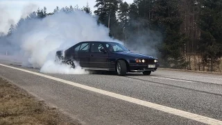 Bmw e34 M104 turbo 480whp Volvo 760 M60 turbo 600whp burnout