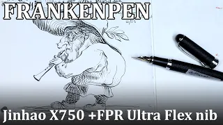 Fountain Pen drawing with a FLEXBLE NIB 5  // JINHAO X750 + FPR Ultra Flex nib //review and demo