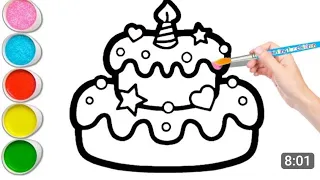 Cake drawing ,coloring for children | Draw cake easy step by step, 235