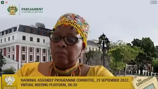 National Assembly Programme Committee, 29 September 2022.