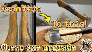 How to upgrade cheap axes to woodsman axes..Easy but effective! #bushcrafttools #weekendproject #axe