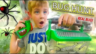 Vacuum BUG HUNT for REAL BUGS!! Cockroaches, SPIDERS, Tent Caterpillars, STINK BUG & MORE FOR KIDS!!