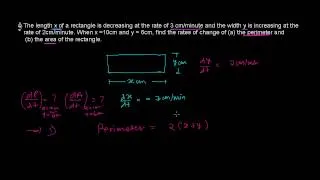 Rate of Change of Perimeter  & Area of Rectangle  -  Application of Derivative