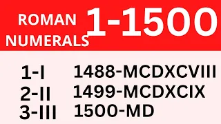 Roman numerals 1 to 1500 roman numbers 1-1500 roman ginti 1 se 1500 tak roman numeral from 1 to 1500