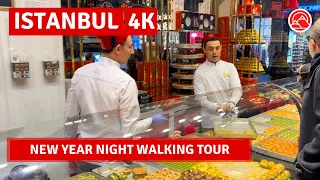 Istanbul New Year Nightlife 2024 Taksim-Istiklal Walking Tour|4k 60fps