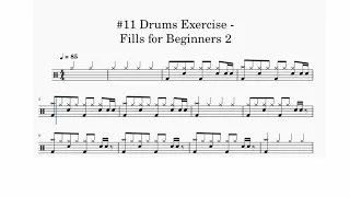 #11 Drums Exercise - Fills for Beginners 2 | 85 BPM