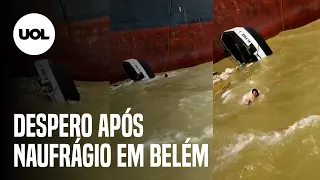 Homem filma barco afundando e se desespera em Mosqueiro, em Belém (PA)
