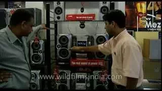 Archival footage of Sony music showroom in India