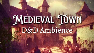 Medieval Town Music 🏰 ☀ Daytime Village Ambience with Harp Music - 1 Hour