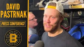 David Pastrnak REACTS to Bruins OT Win vs Wild | Postgame