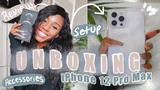 Iphone 12 pro max unboxing + Setup | Silver 256 GB + Honest review & Accessories ♡