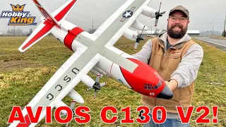 MAIDEN FLIGHT! NEW! V2 Avios Hobbyking C-130 Hercules 1600mm from HobbyKing Avios C130