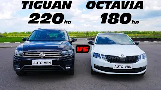 ГОНКА. РАЗГОН. OCTAVIA A7 1.8T DSG vs TIGUAN 2.0T 220 ГОНКА!!!