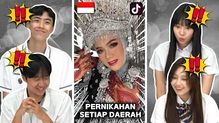 Reaksi Siswa Korea Terkejut dengan Pakaian Pernikahan Daerah di Indonesia 😍😍 | Reaction Tiktok 🇮🇩🇰🇷