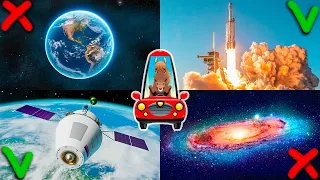 Planets of the solar system and space transport for children. Toddler quiz