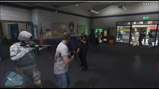 GTA V EPIC WAR SIX STARS IN POLICE STATION, COPS, NOOSE, FIB AND ARMY!