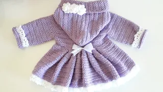 Crochet #17 How to crochet a hooded coat for a baby girl  /PART 2