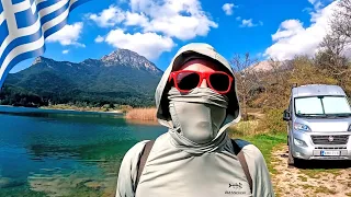 Free camping in Greece Lake Doxa // Vanlife Greece vlog