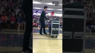 guy plays among us trap remix at school